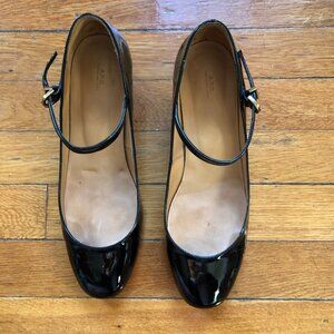 A.P.C. “Jasmine” Mary Jane heels in black patent leather